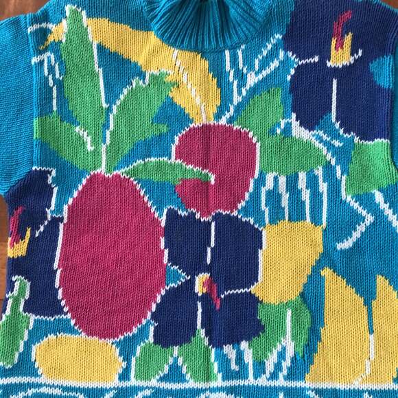 Lauren Hansen Vintage 80's Mom floral Sweater in blue, yellow, green size large - Picture 5 of 11